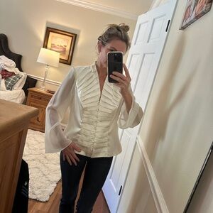 Vintage Cream Satin holiday Women's Top